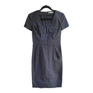 Ports 1961 Size 4 Black Short Sleeve V-neck Pencil Sheath Dress